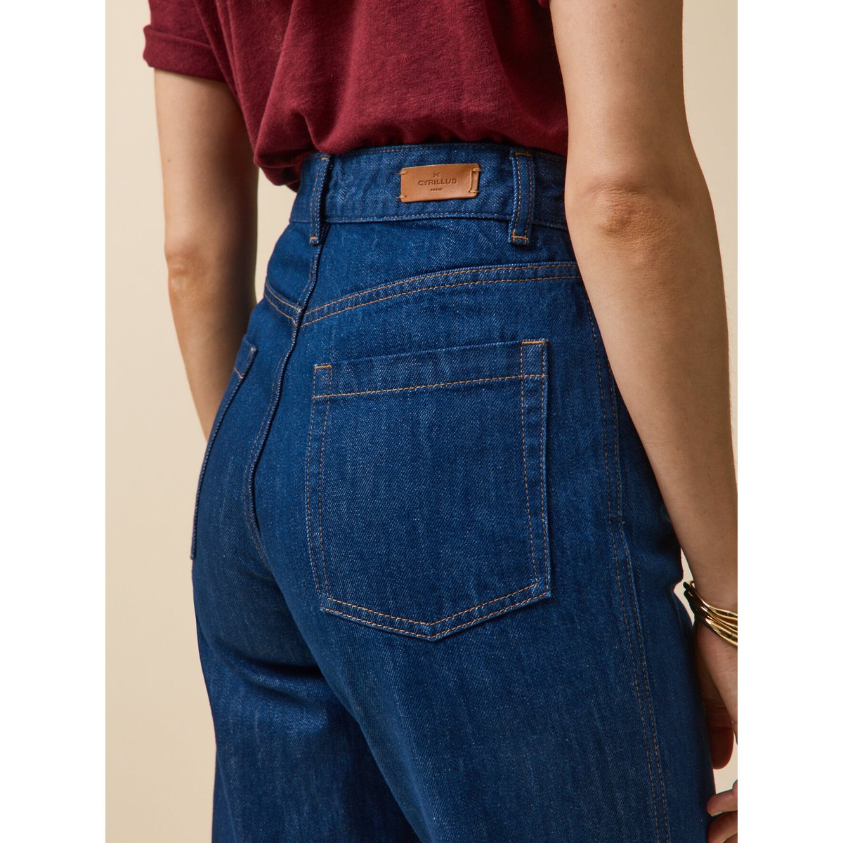 Jean flare MANON coton biologique denim bleu, CYRILLUS