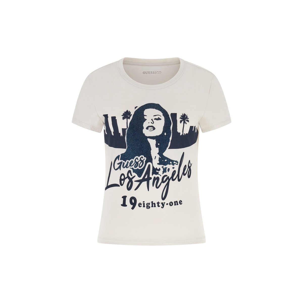 T-Shirt Imprimé crème, GUESS