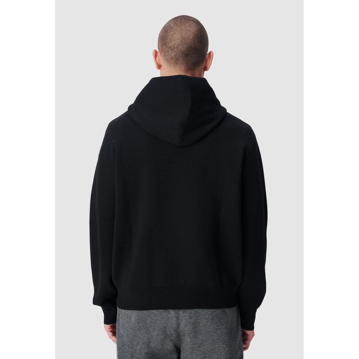 Pull capuche tricot poche kangourou noir, IKKS