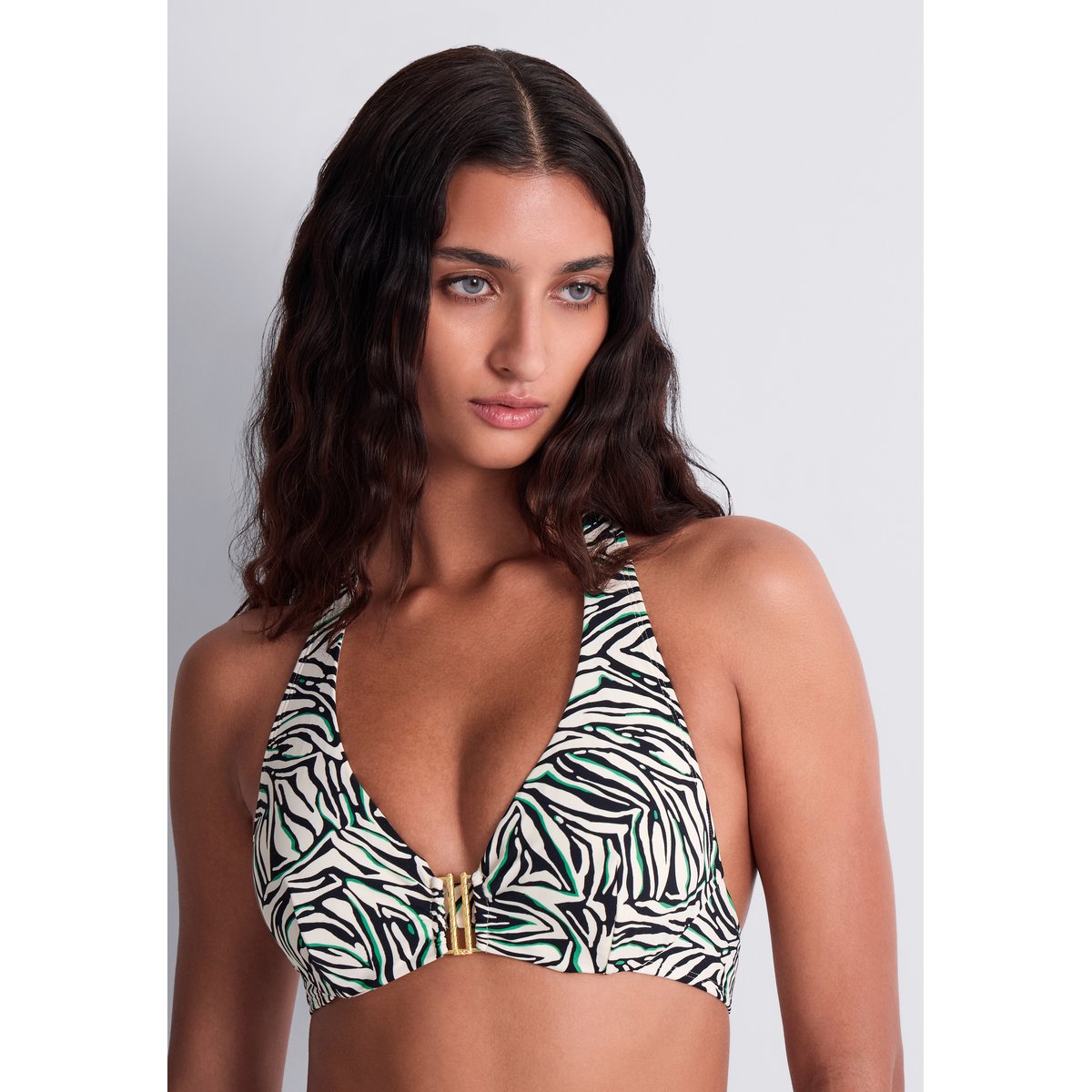 Haut de maillot de bain Triangle avec armatures Tropical Splash. noir, AUBADE