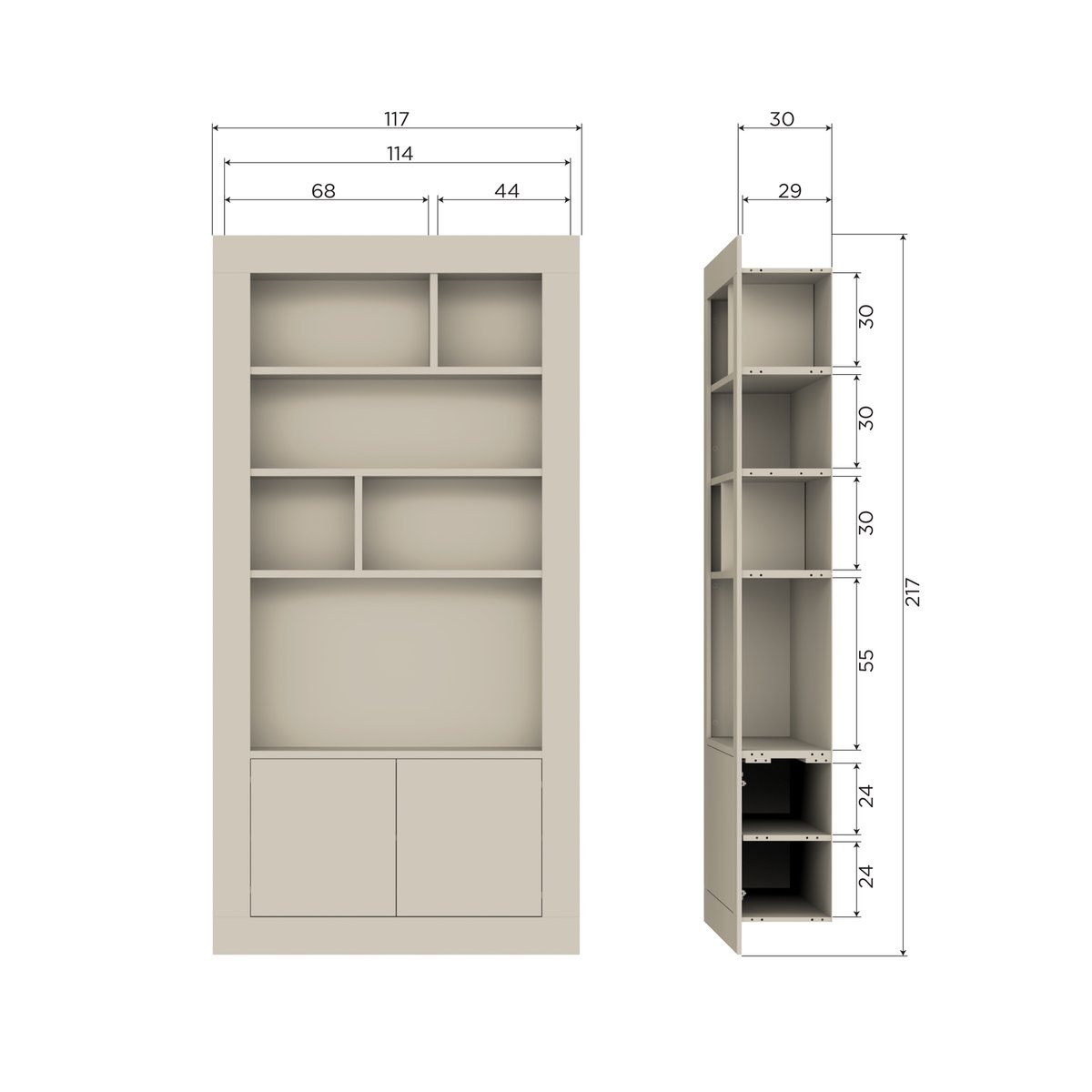 Armoire murale en pin WALLCOVER taupe, VTWONEN
