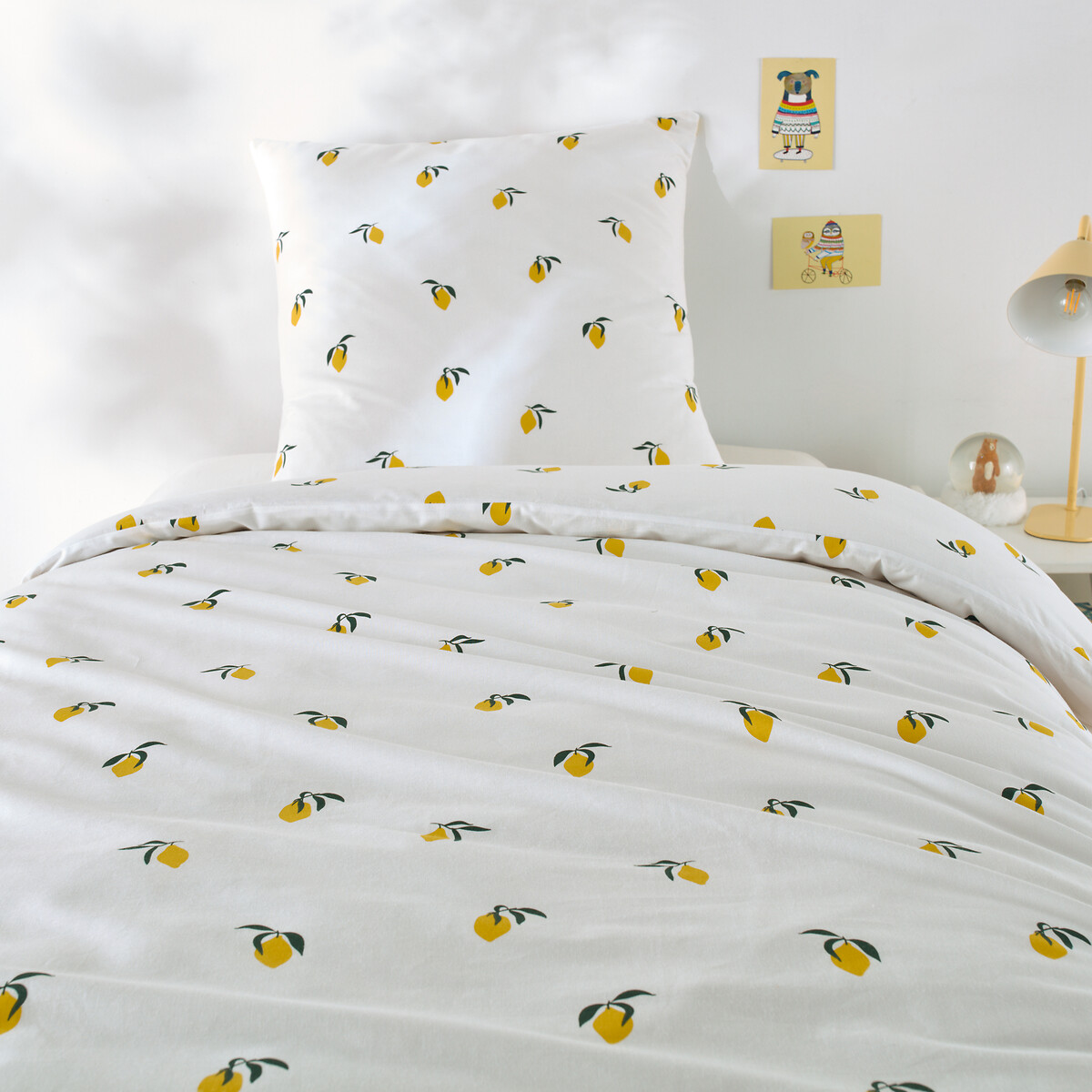 Parure de lit enfant coton, taie carrée, Citron imprimé, LA REDOUTE INTERIEURS