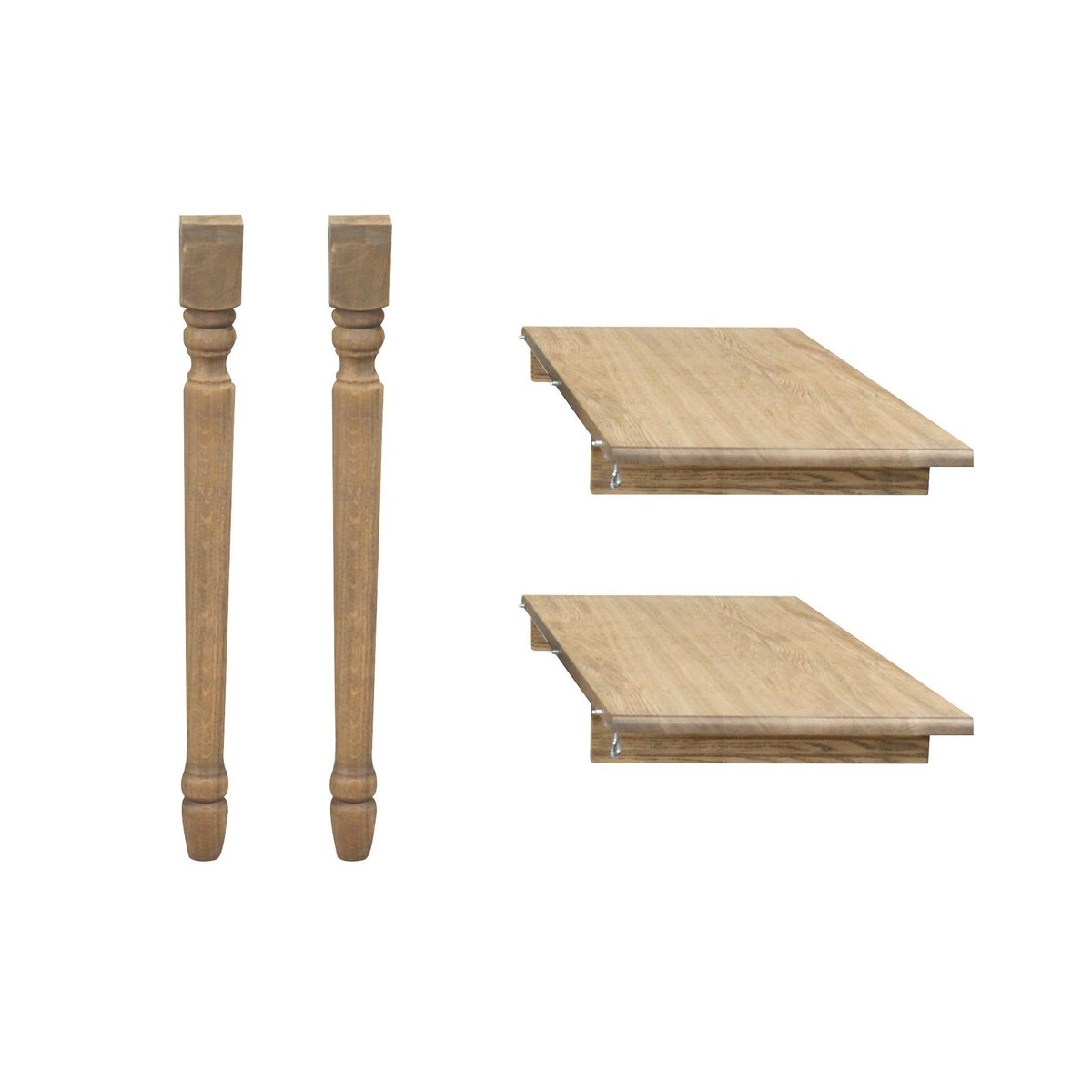 Table ronde en bois 6 pieds tournés D105 + 3 rallonges bois - VICTORIA chêne, HELLIN, DEPUIS 1862
