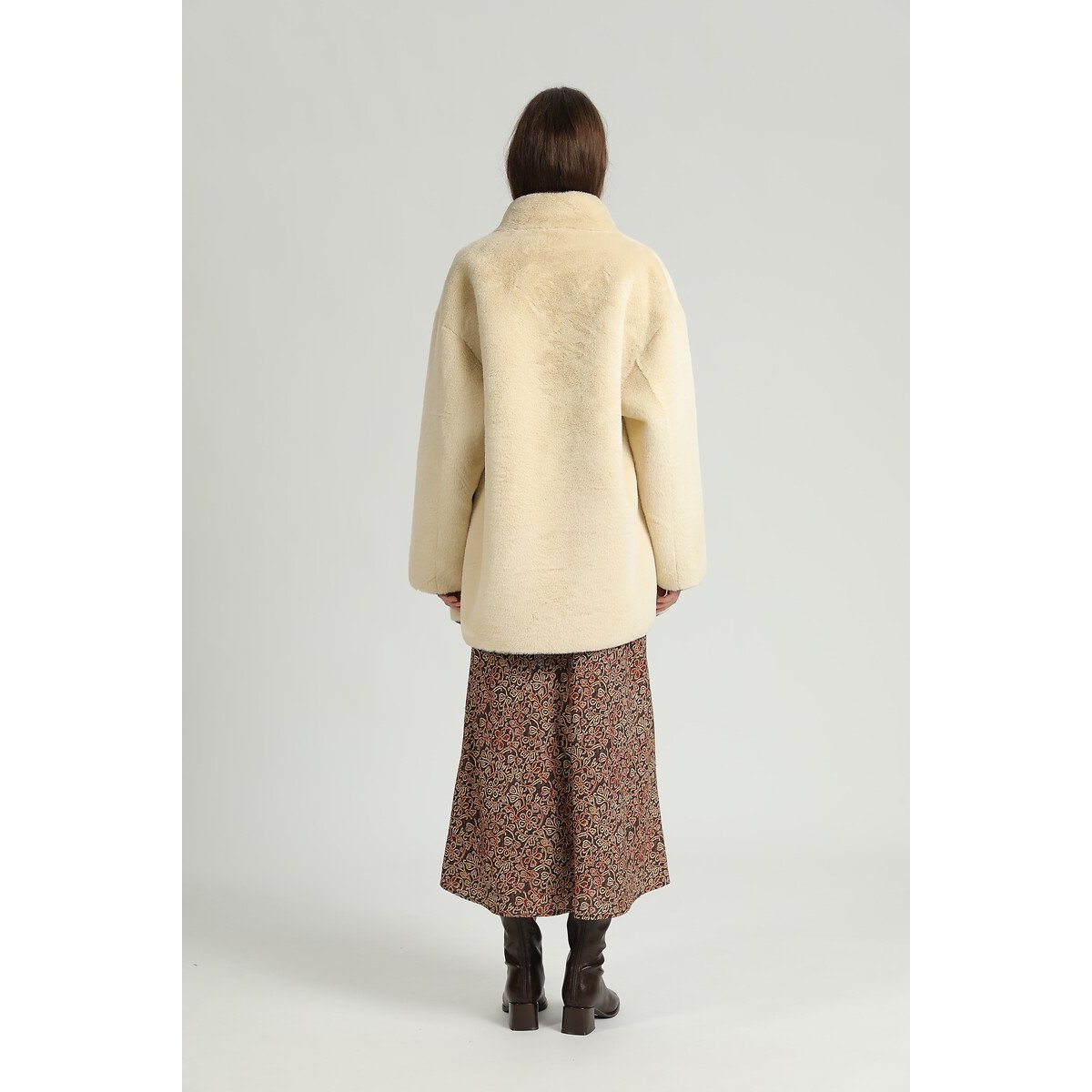 Giacca reversibile in sherpa camel + ecru, SEE U SOON