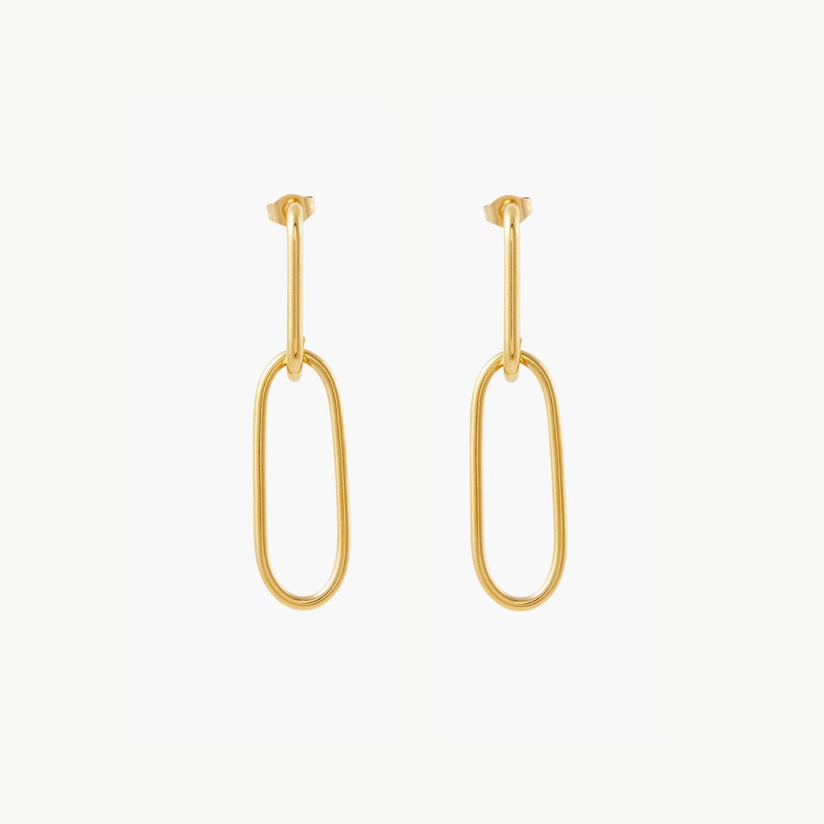 Boucles d'oreilles longues double anneaux acier inoxydable doré doré, BALABOOSTE