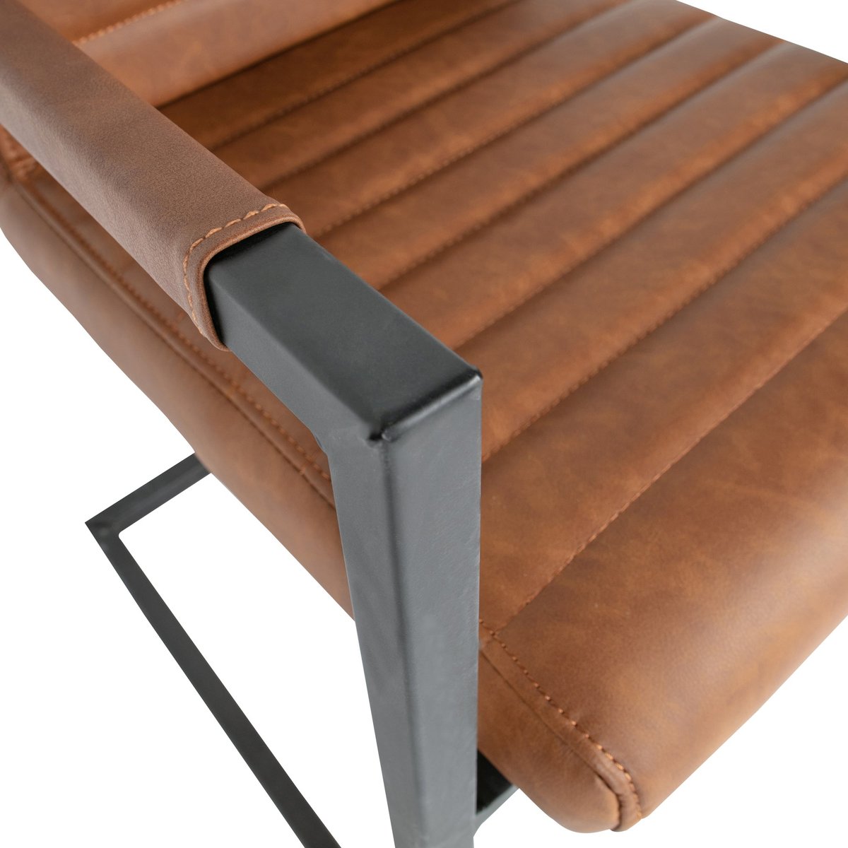 Lot de 2 chaises de salle à manger en tissu tissé BAS cognac, WOOOD