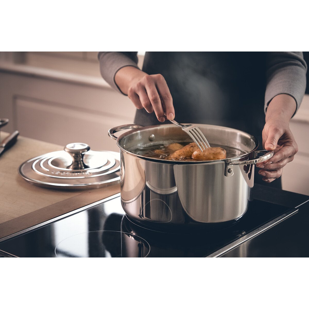 Cocotte ronde Signature inox, LE CREUSET
