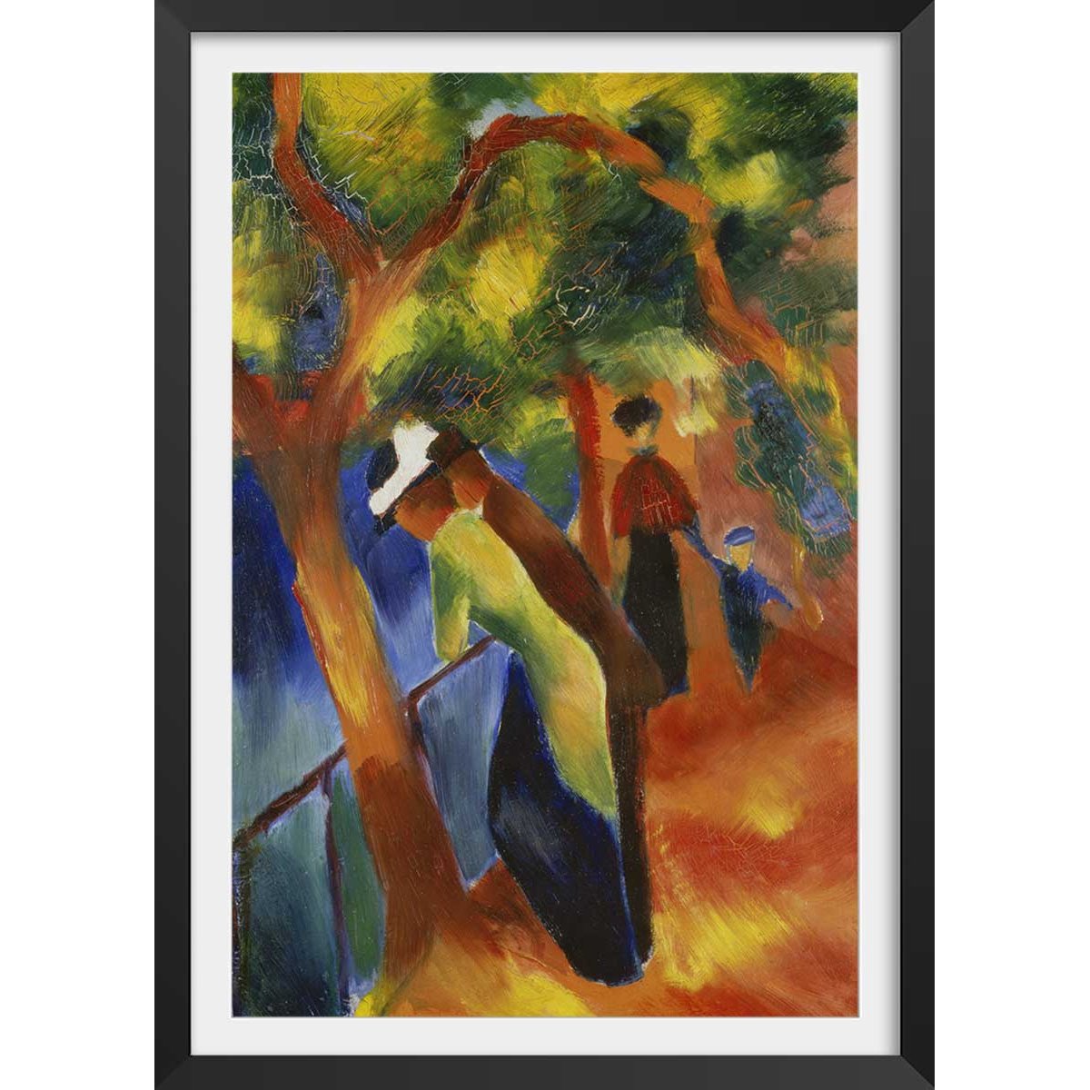 Affiche Sunny path par August Macke affiche + cadre en bois - noir, HEXOA