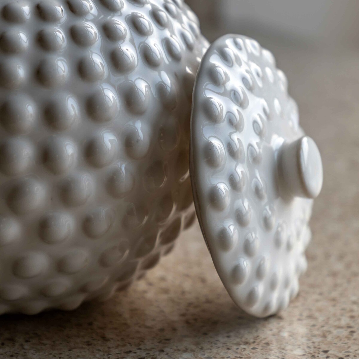 Large Acerno Beaded Trinket Jar in White white, ÉDITÉ