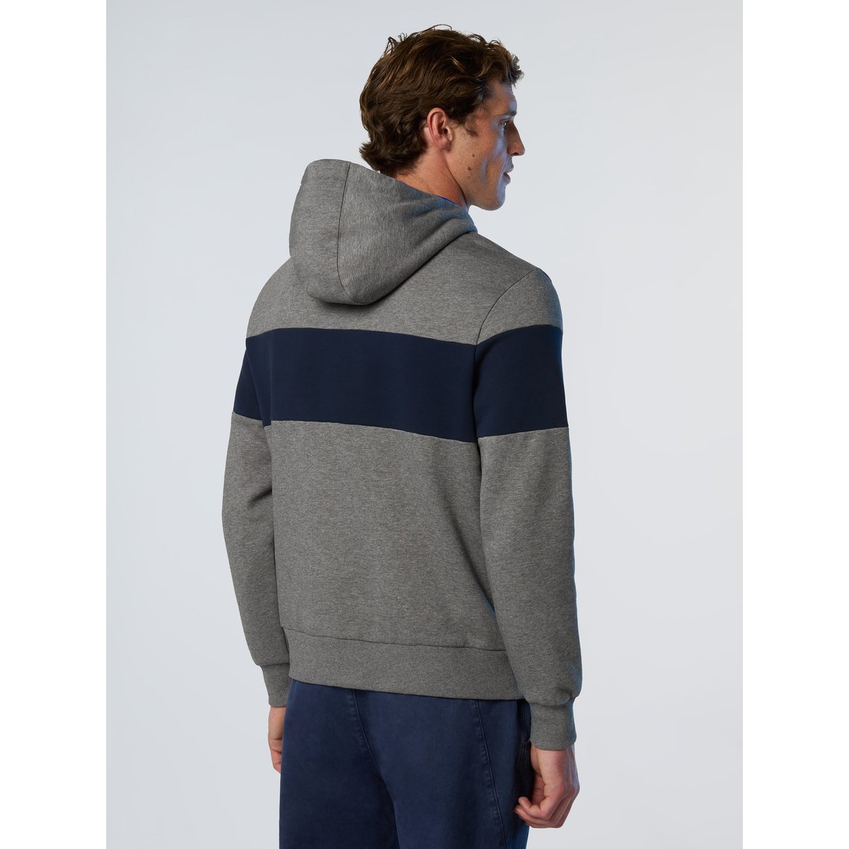 Sweat à capuche maxi à rayures gris, NORTH SAILS