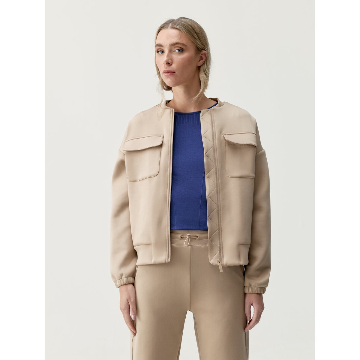 Veste de sport zippée Performance Athleisure GRAFT beige, BORN