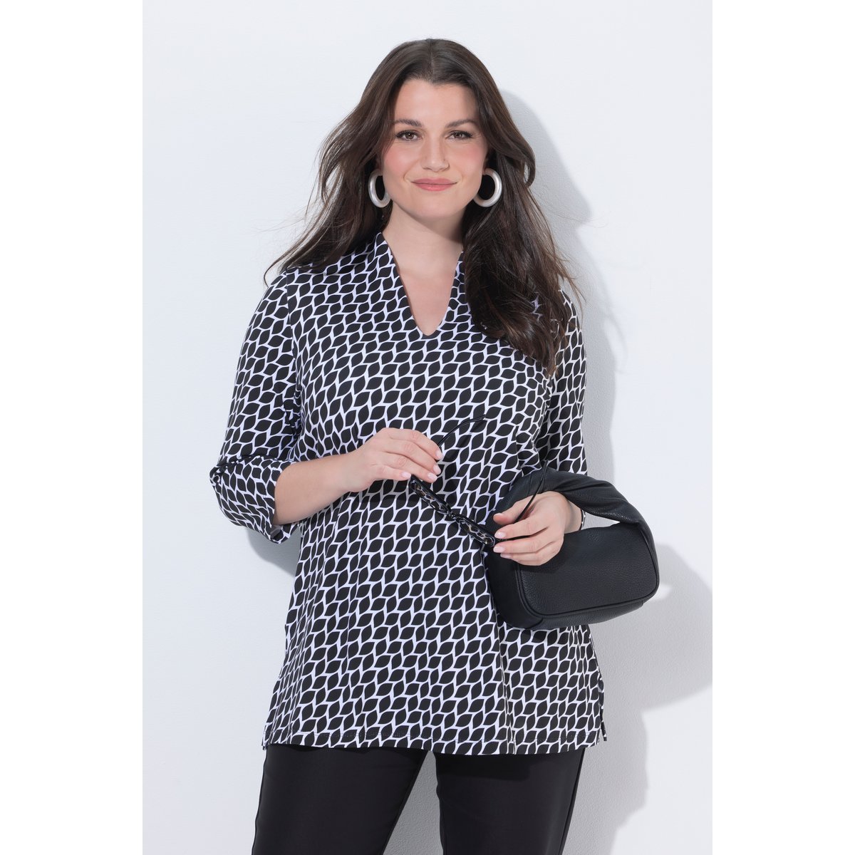 T-shirt en coton Pima noir, ULLA POPKEN