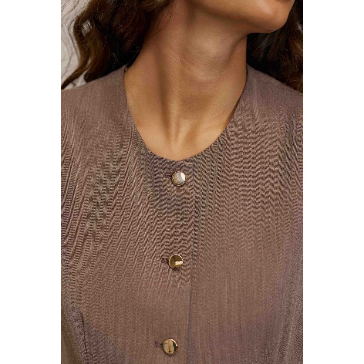 Gilet col rond uni VRENZ 16-marron, LA PETITE ETOILE