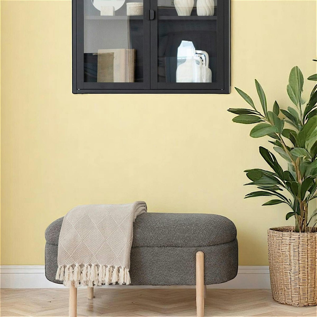 Banc coffre marron avec pieds en bois blond BRUGES taupe, PIER IMPORT
