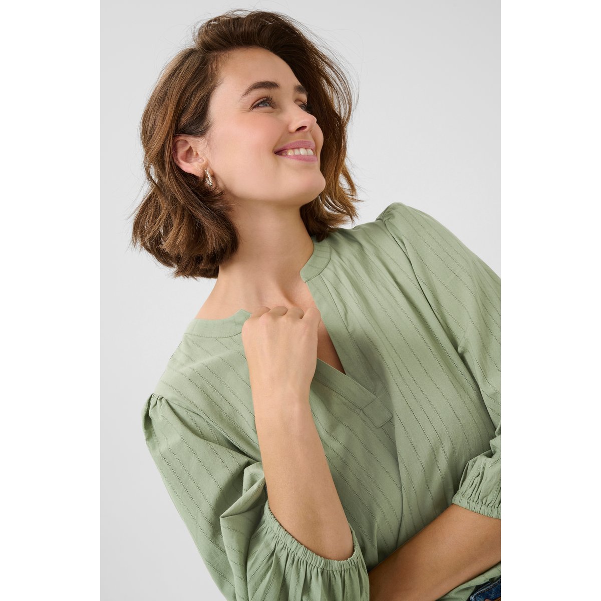 Blouse with long sleeve vert oil green, KAFFE