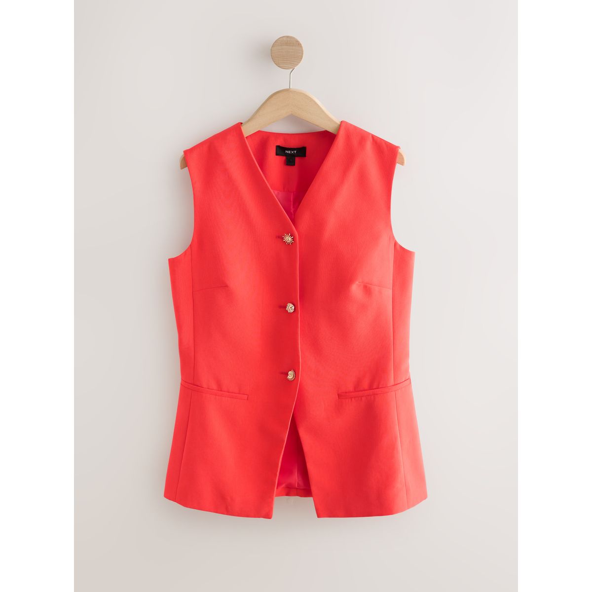 Gilet à col v et boutons rouge, NEXT