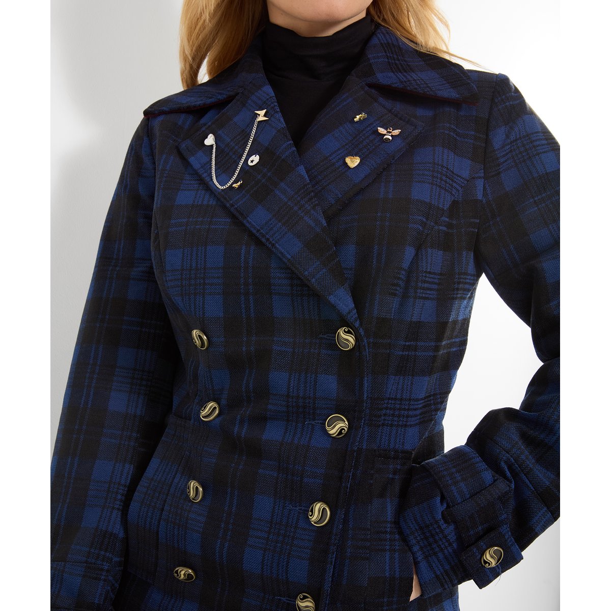 Long Manteau à Carreaux Roxie bleu, JOE BROWNS