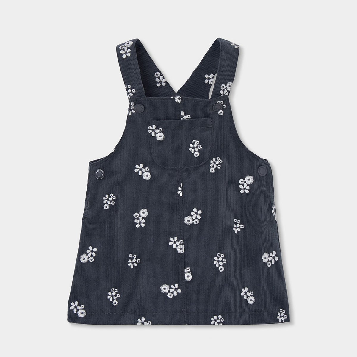Robe fille chasuble bébé imprimée fleurs gris, BOBOLI