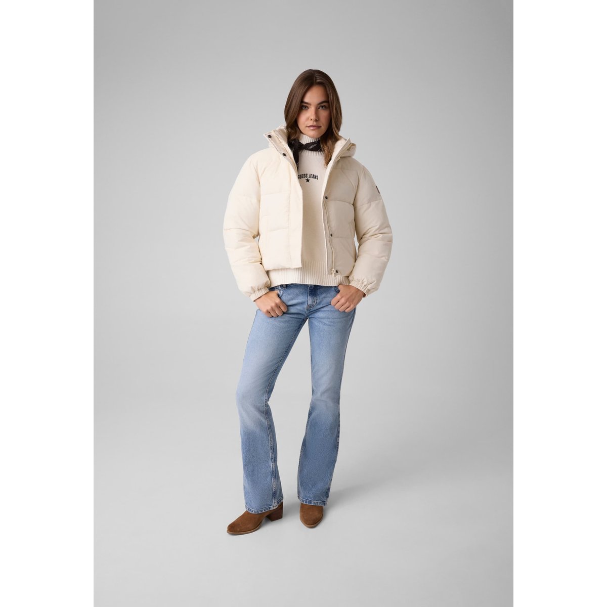 Doudoune Courte blanc, GUESS JEANS