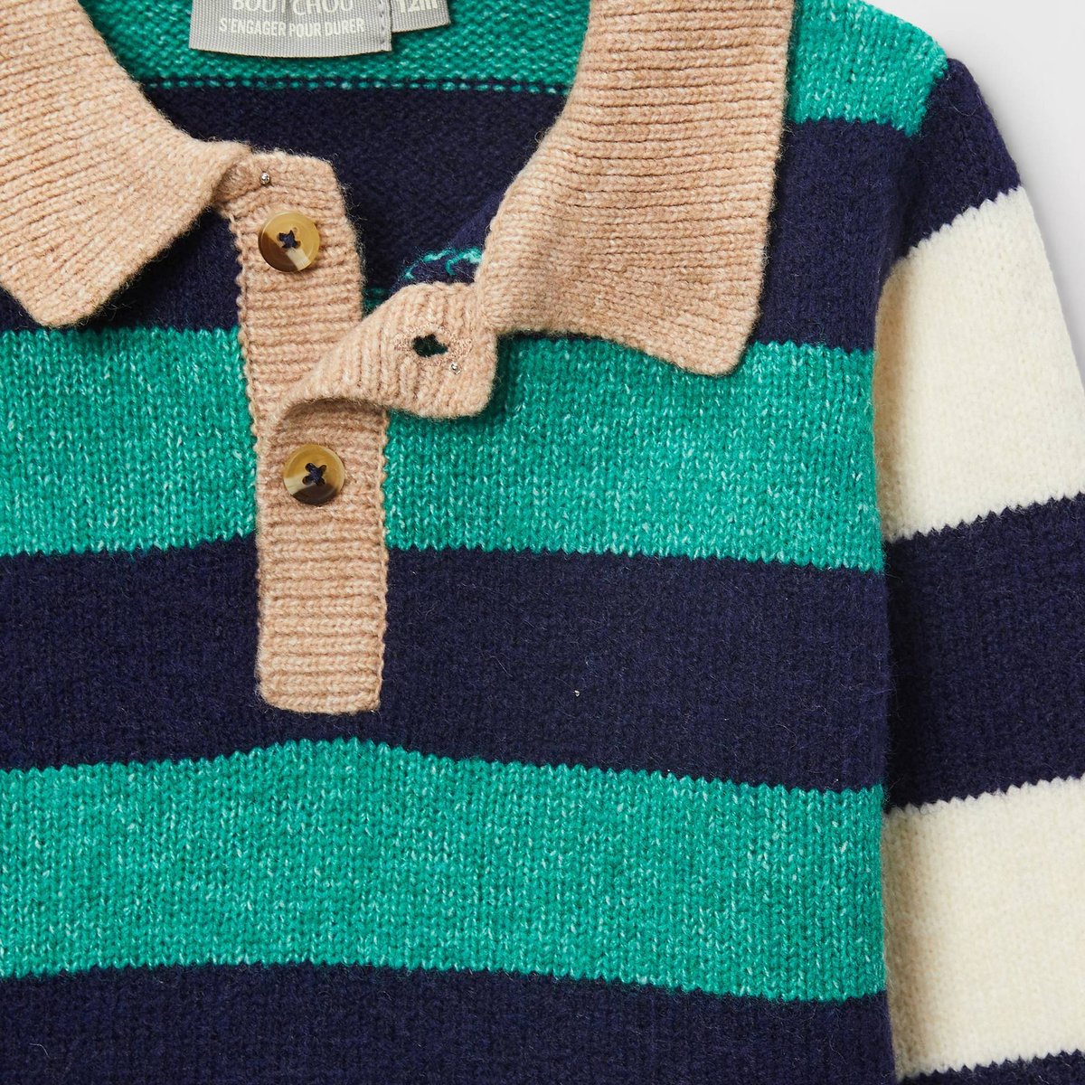 Pull manches longues col polo rayé mulligan, BOUT'CHOU