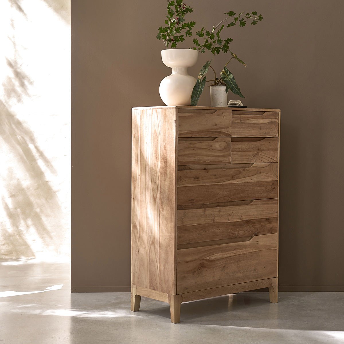 Commode en acacia massif SAMSO couleur unique, BERAH GETAH