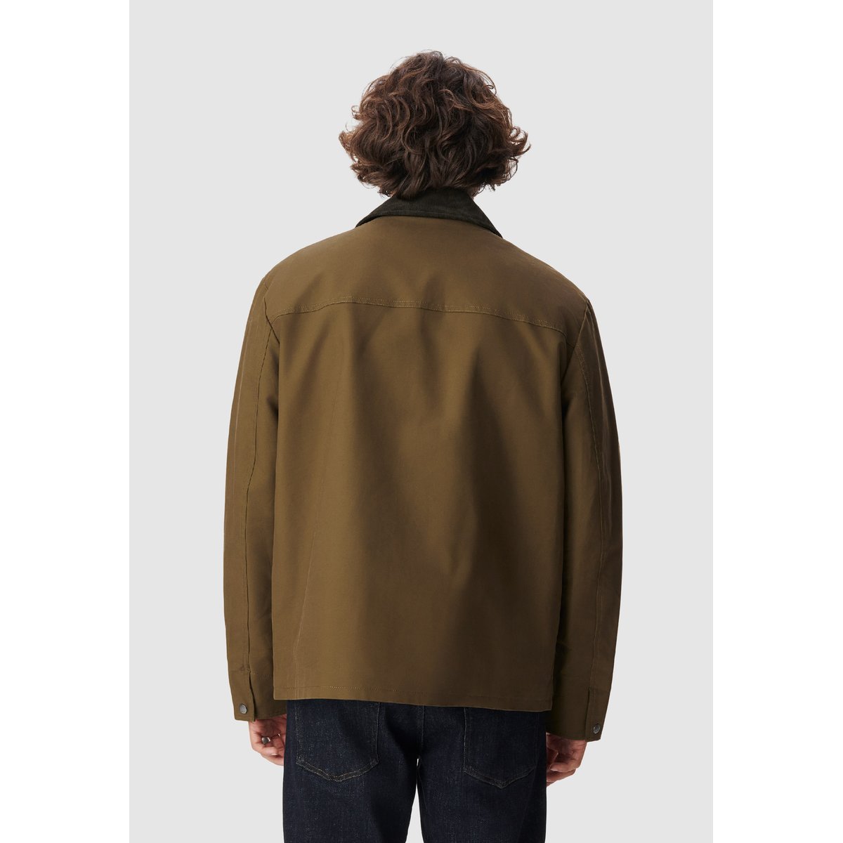 Veste multi poches col velours vert kaki, IKKS