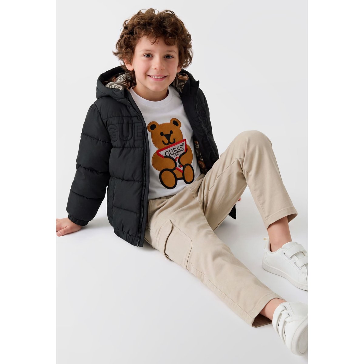 Doudoune À Capuche noir, GUESS KIDS