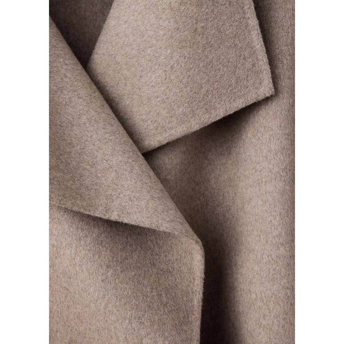 Manteau laine fait à la main ceinture marron moyen, MANGO
