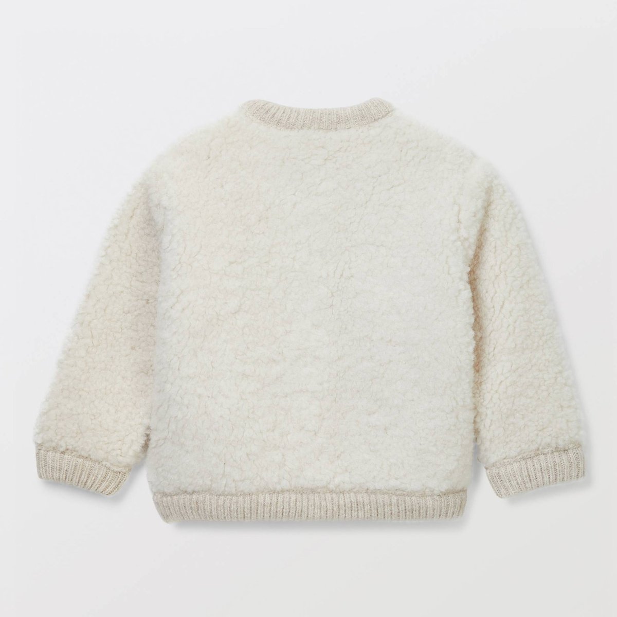 Cardigan bi-matière en sherpa et tricot uni naturel, BOUT'CHOU