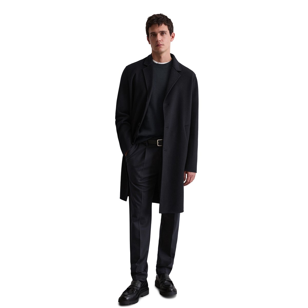 Manteau en laine Travel Collection en double face exclusif bleu foncé, MARC O'POLO