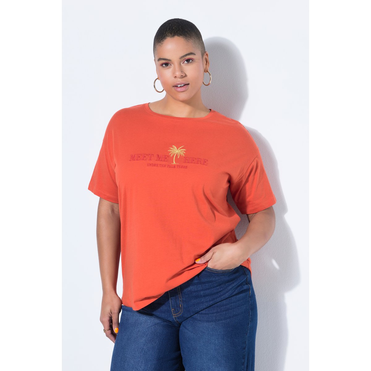 T-shirt oversize, message brodé safran, STUDIO UNTOLD