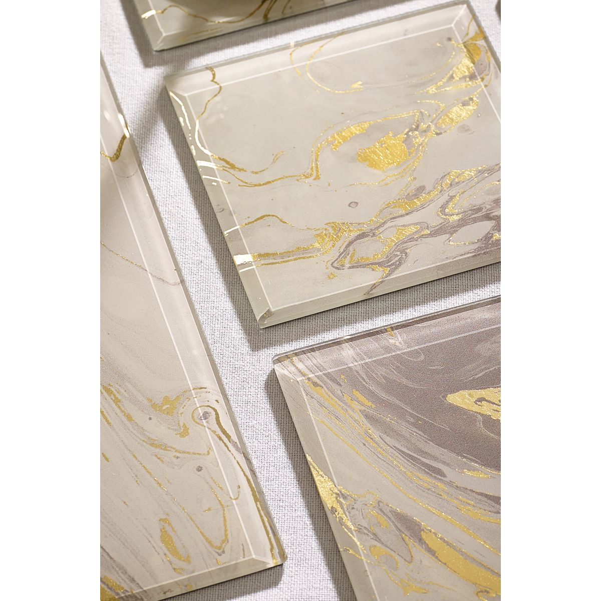 Set de sous-verres en verre galaxy, lot de 4 naturel, NEXT