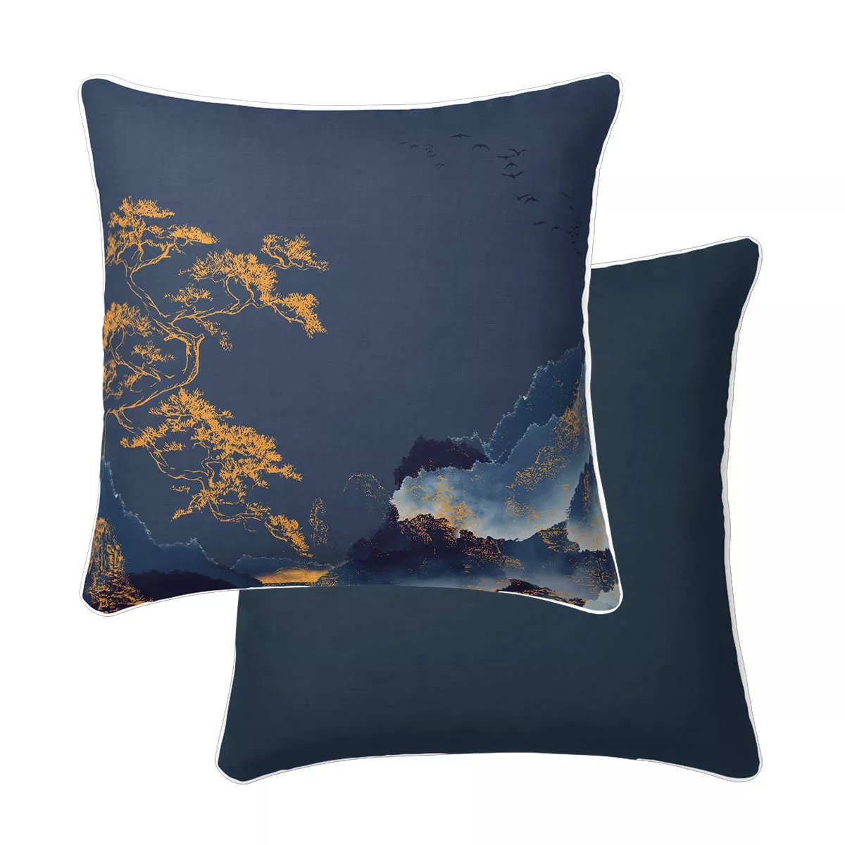 Taie d'oreiller satin de coton FUJI nocturne, GARNIER THIEBAUT