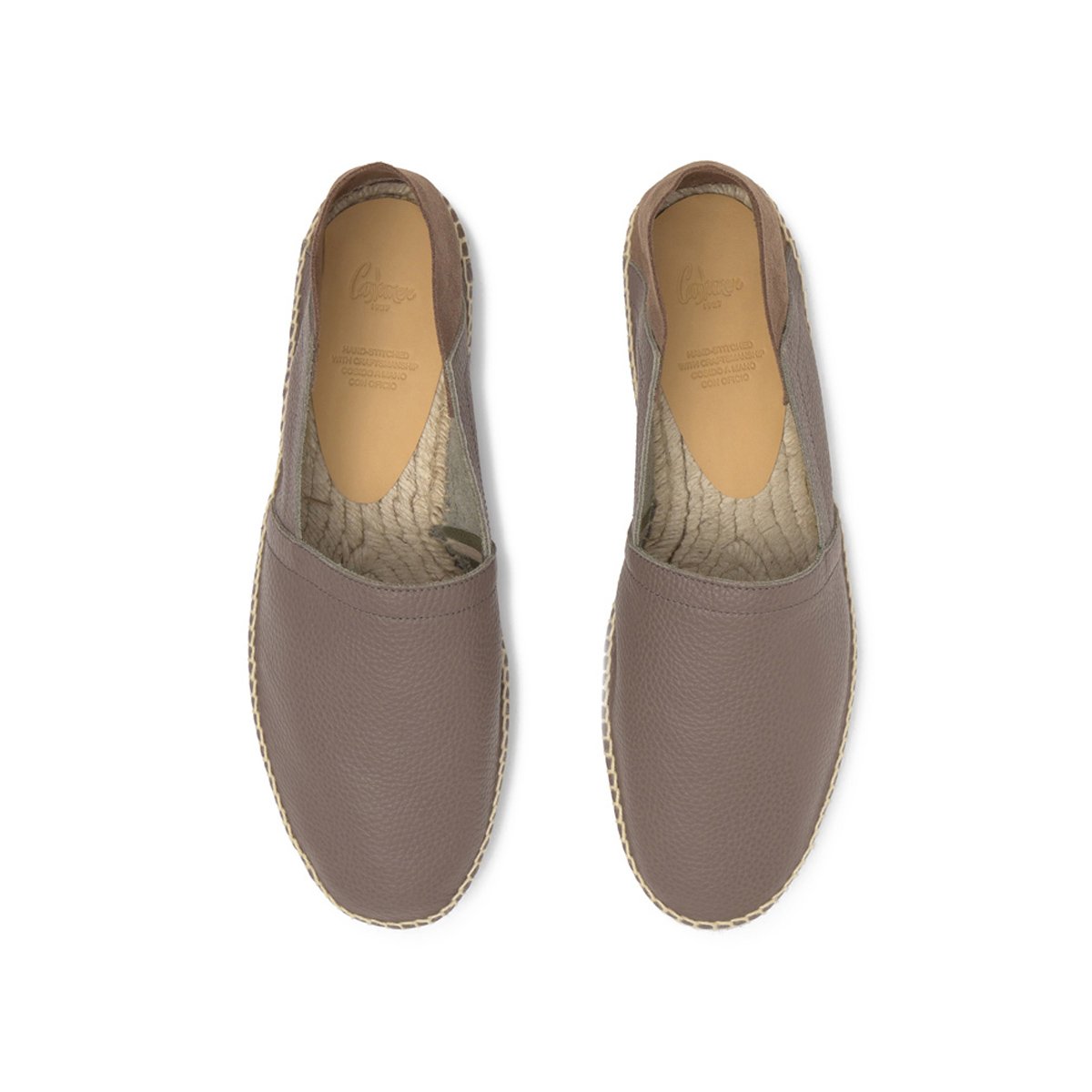 Espadrilles plates en cuir style camping POLO PLATFORM taupe, CASTANER