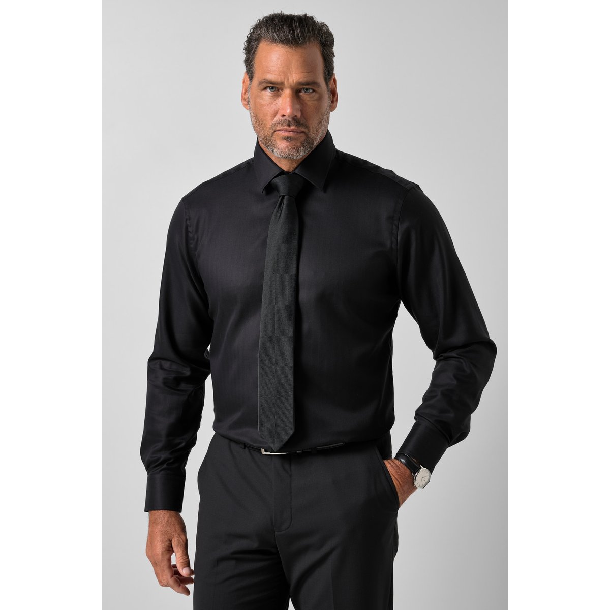 Chemise à carreaux, style professionnel noir, JP1880