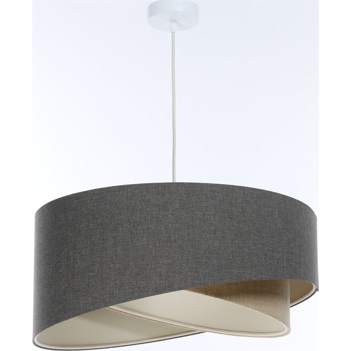 Suspension ronde en tissu et chanvre Boho beige crème et chanvre naturel, BPS KONCEPT