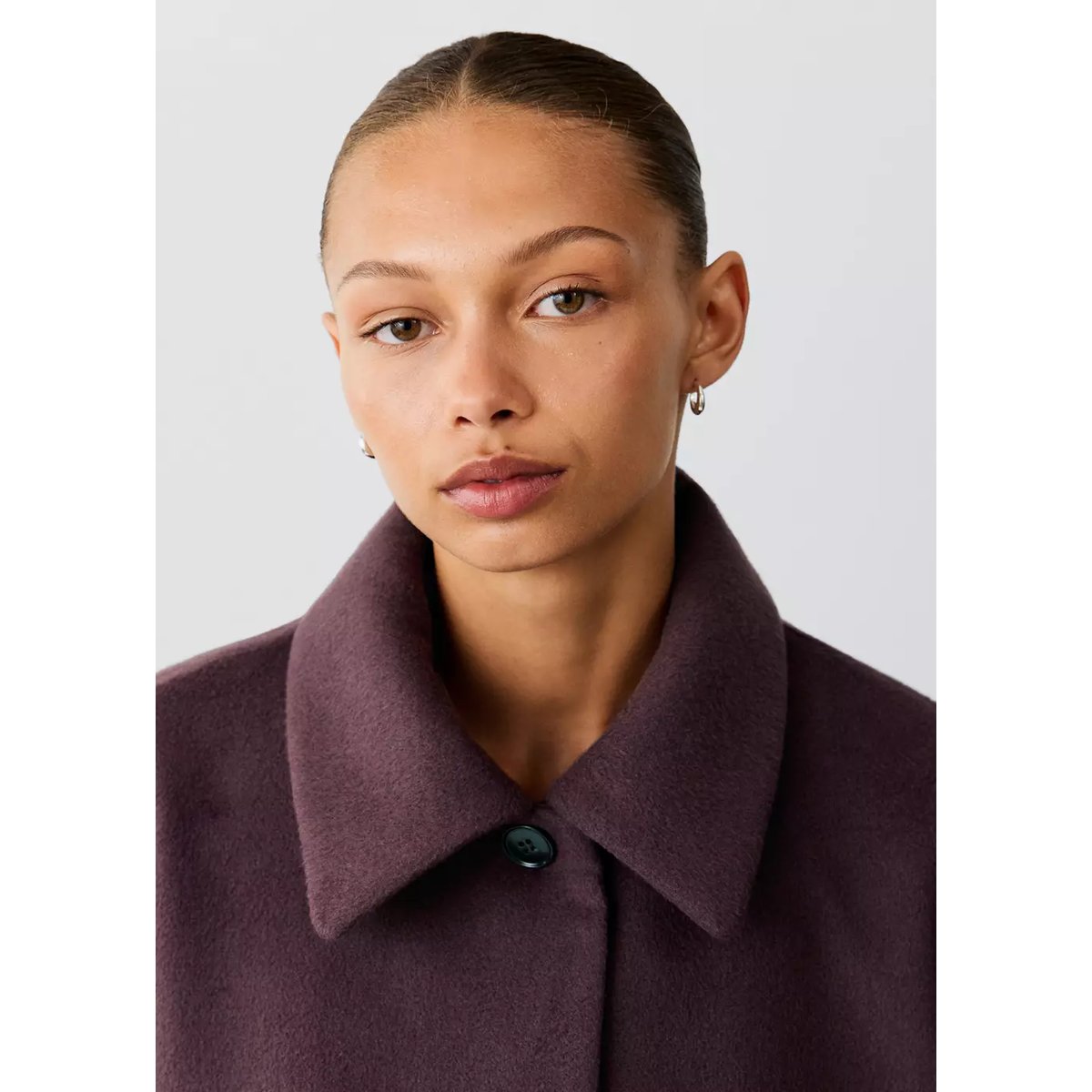 Manteau court col chemise grenat, MANGO TEEN