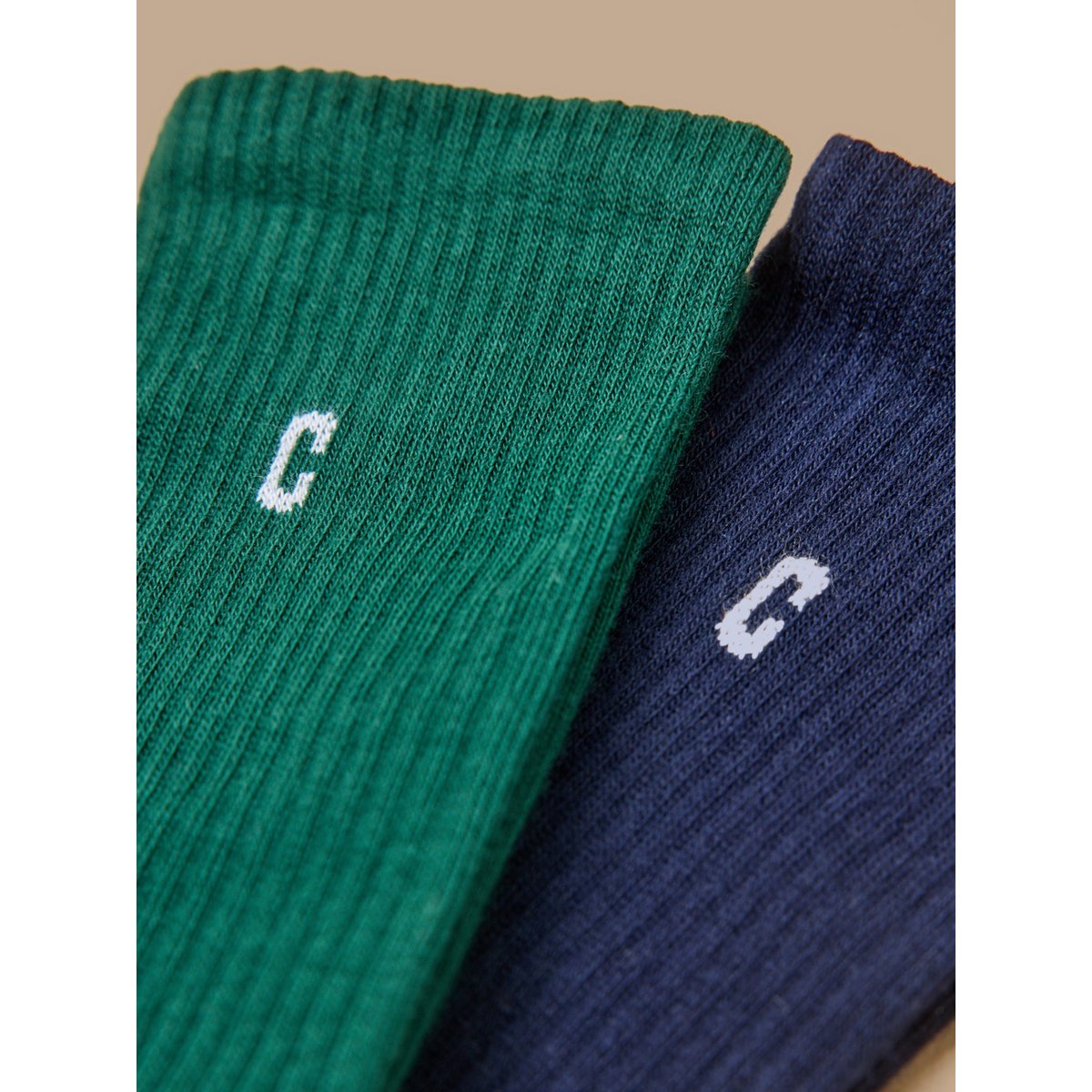Chaussettes : lot de 2 - Cyrillus X les 3 Tricoteurs marine / vert, CYRILLUS