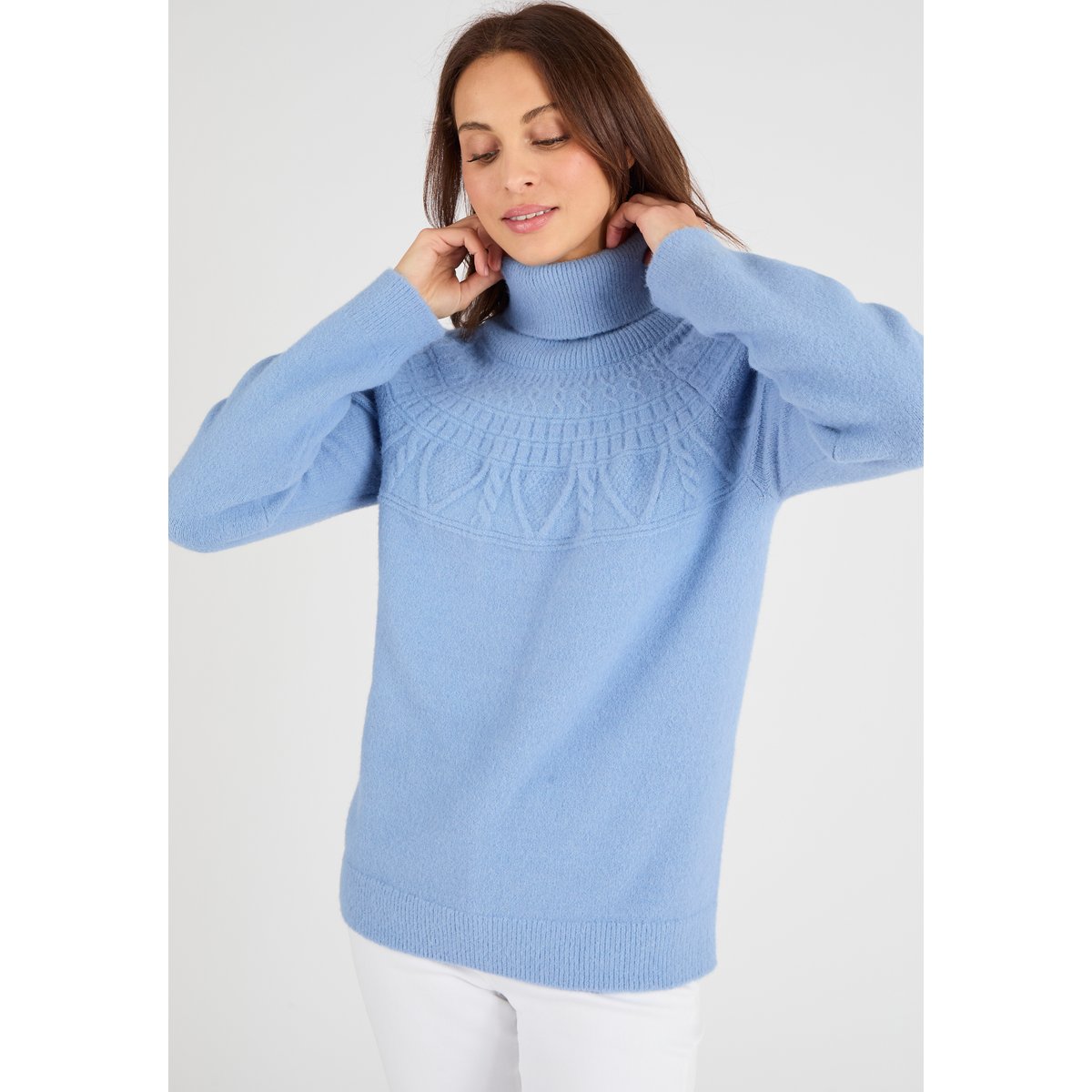 Pull maille fantaisie Thermolactyl bleu, DAMART