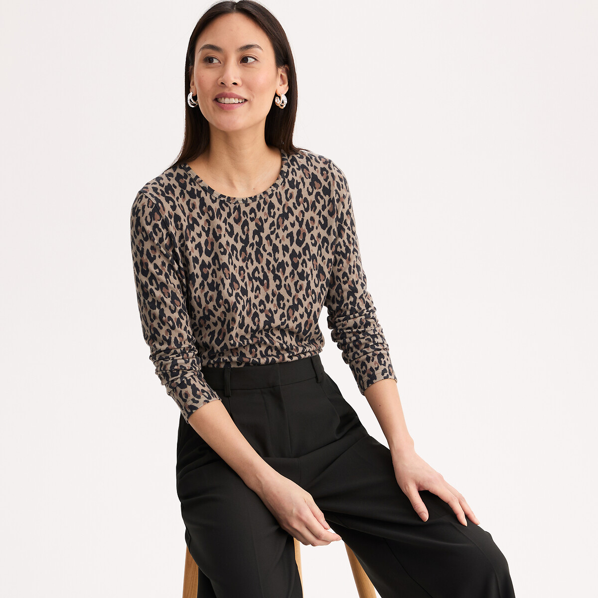 T-shirt imprimé, matière grattée, effet chaud imprimé animalier, ANNE WEYBURN