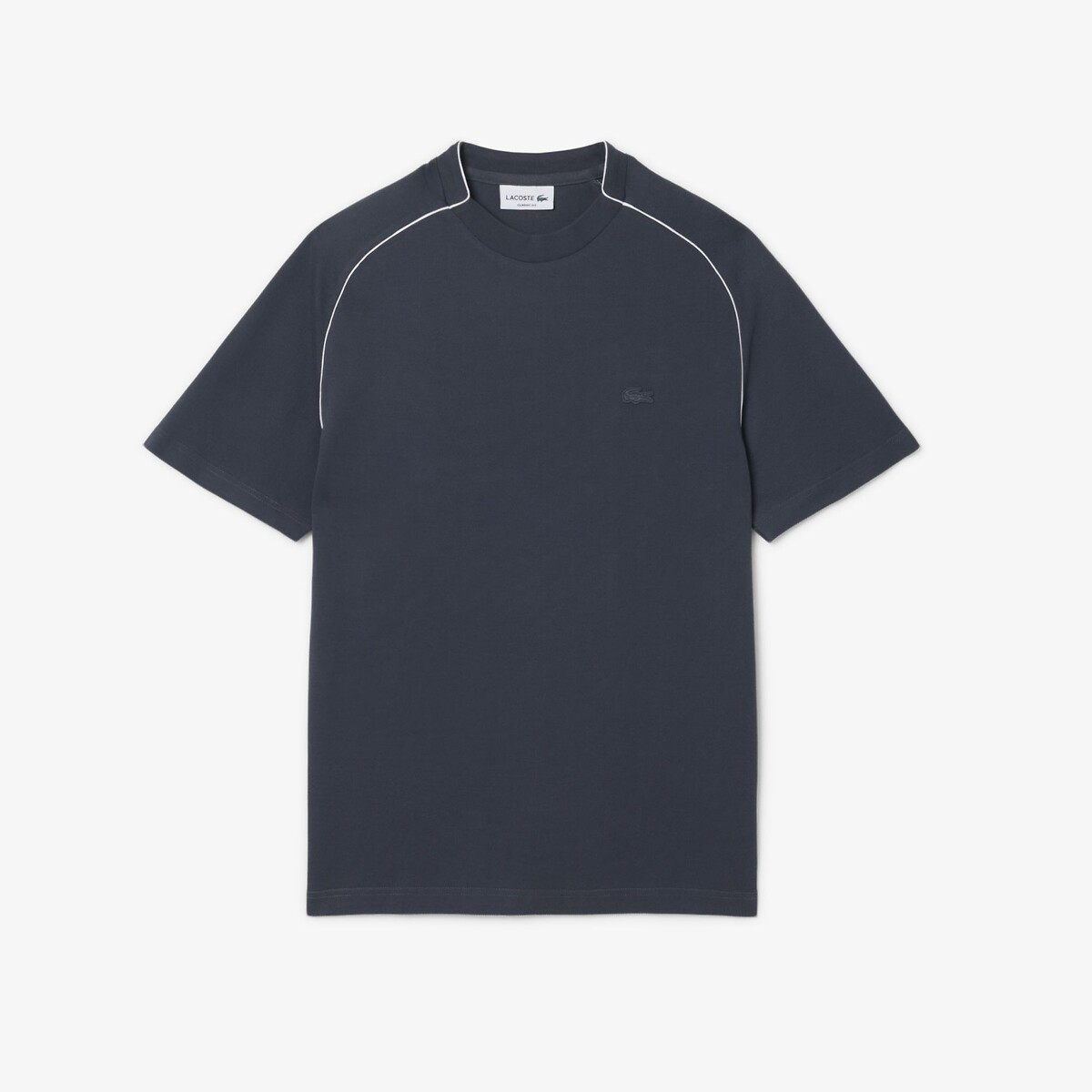 T-shirt classic fit en piqué avec liseré contrastant graphite, LACOSTE