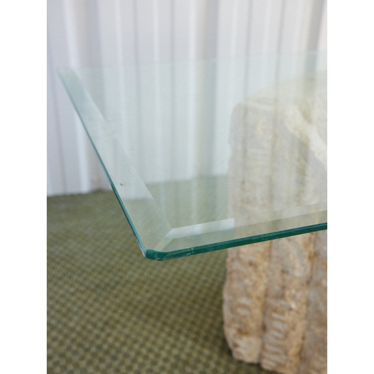 Table basse style travertin Marie-Pierre N°91 - Bon état beige, DEBONGOUT