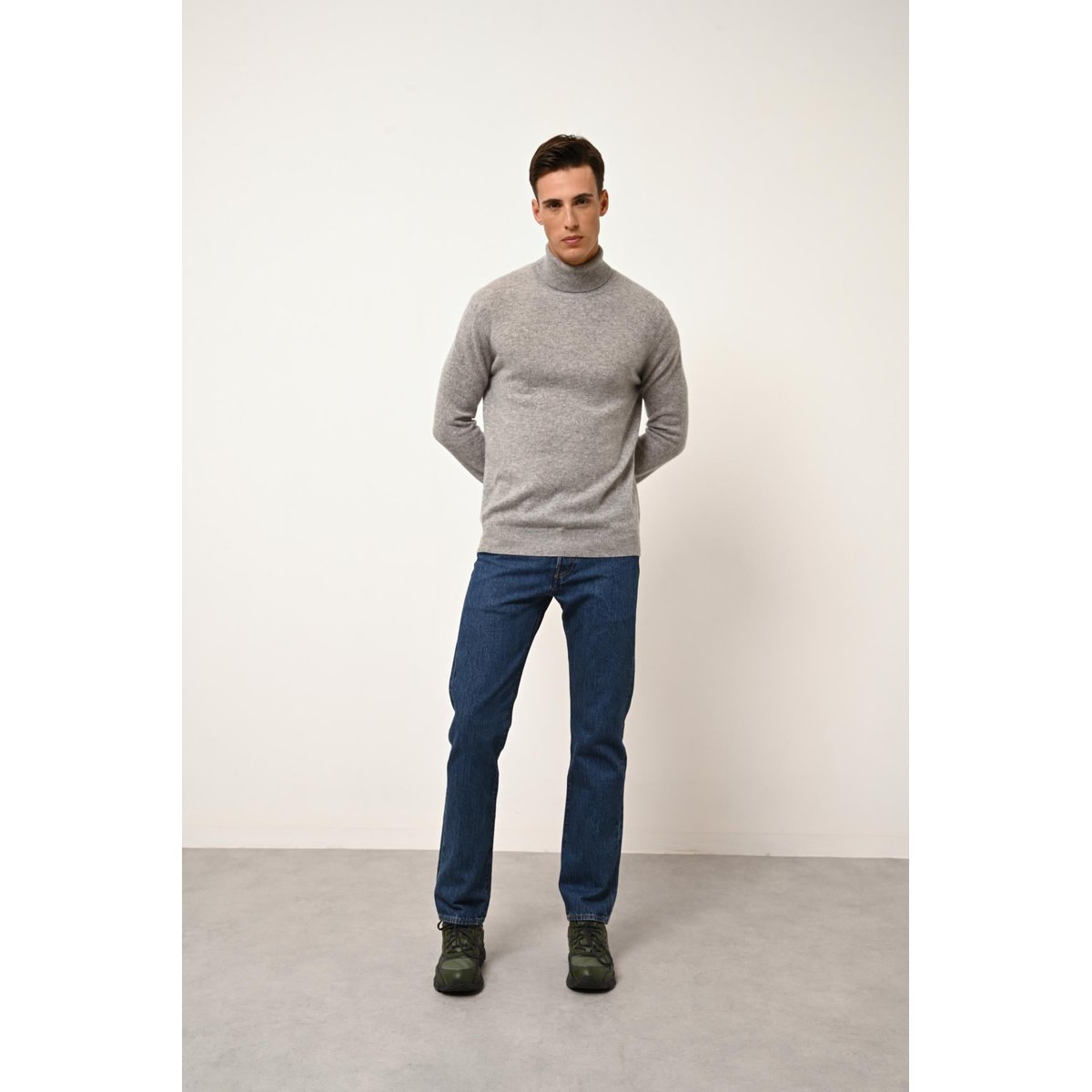 Pull Col Roulé Nuage Chiné Connor gris chiné, JUST CASHMERE