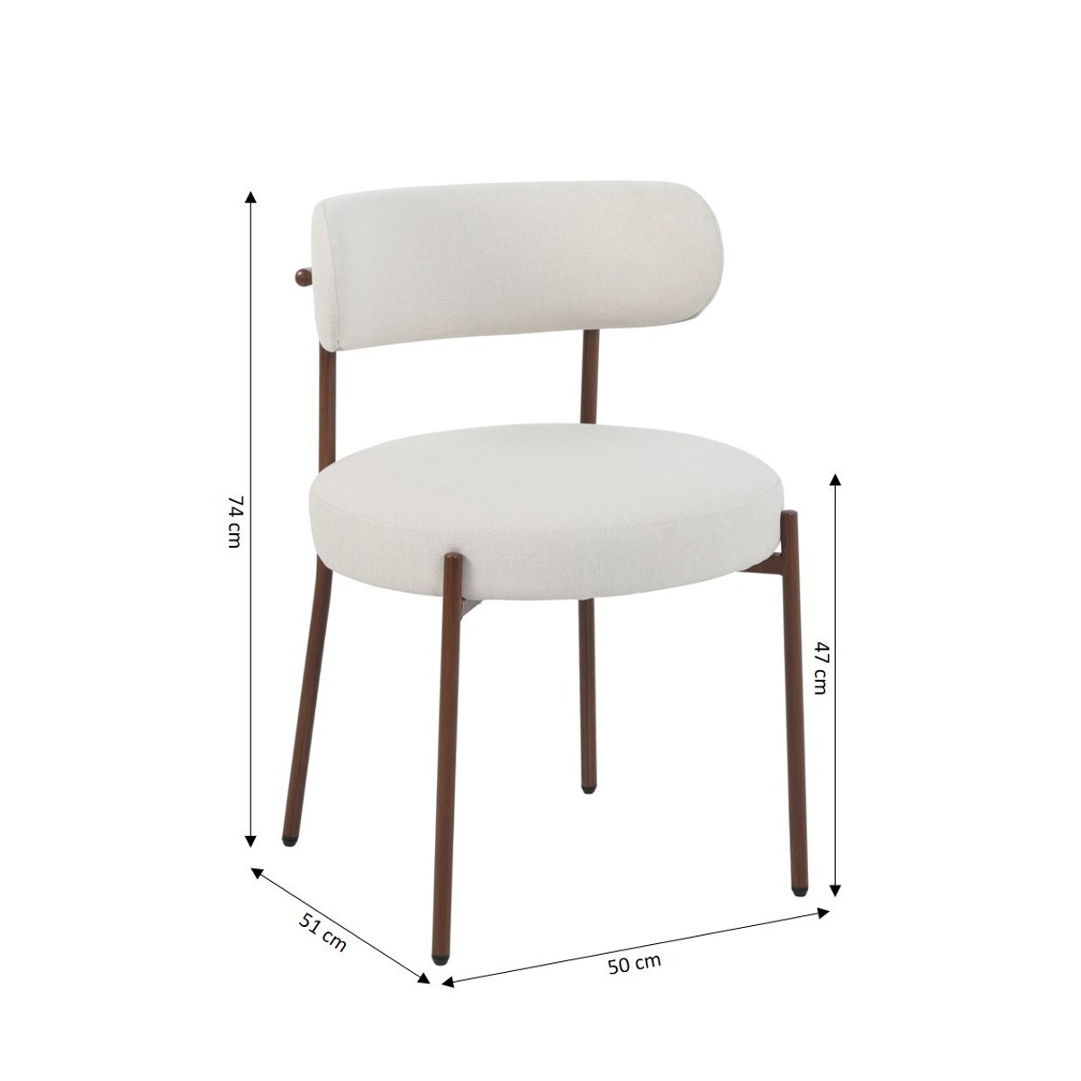 Chaises tissu pieds métal (lot de 2) NOA beige, BAÏTA