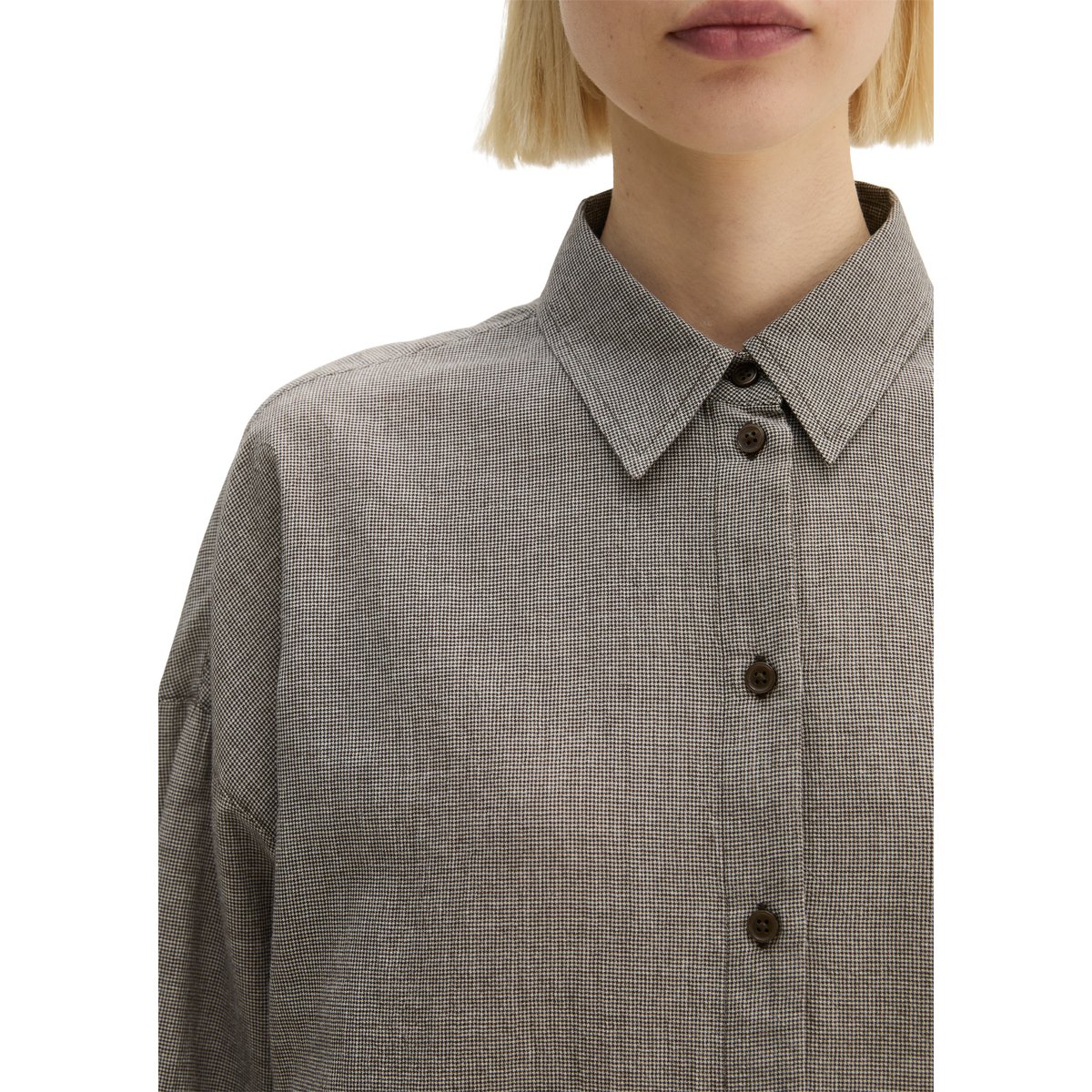 Chemisier oversize en seersucker en pur coton biologique marron, MARC O'POLO