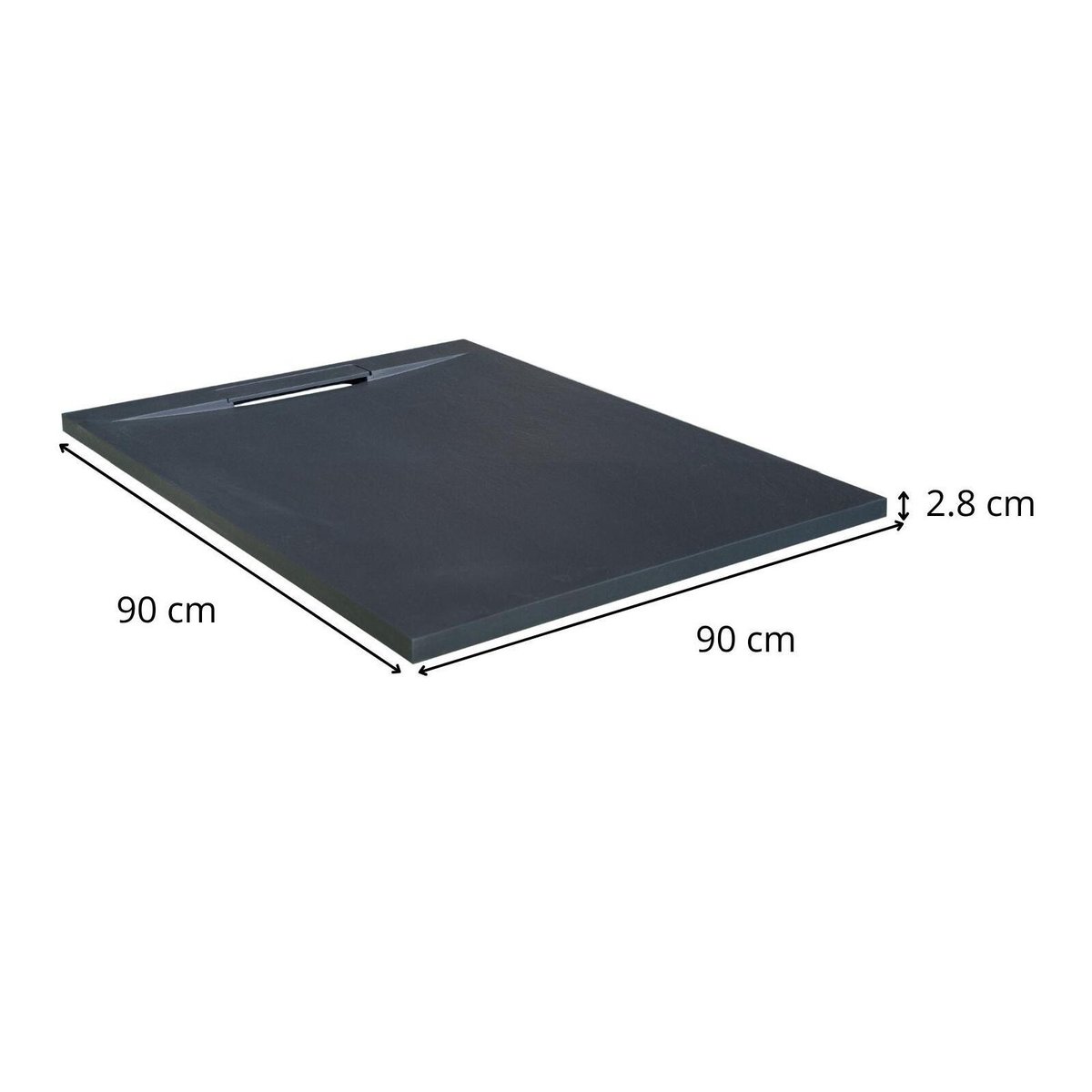 Receveur de douche aspect pierre extra-plat ONA gris anthracite, MOB IN