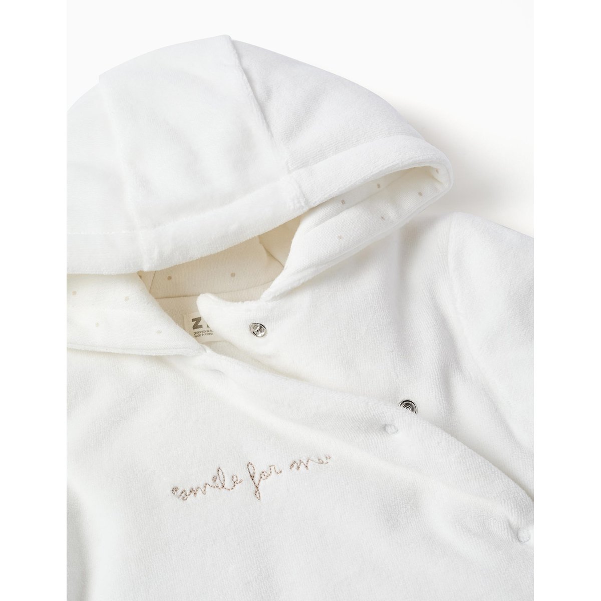 Combipilote en velours rembourré avec capuche et broderie blanc, ZIPPY