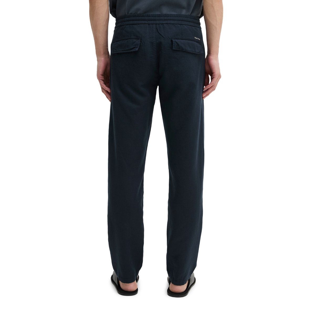 Chino modèle Osby Jogger tapered en mélange de lyocell et de lin bleu foncé, MARC O'POLO