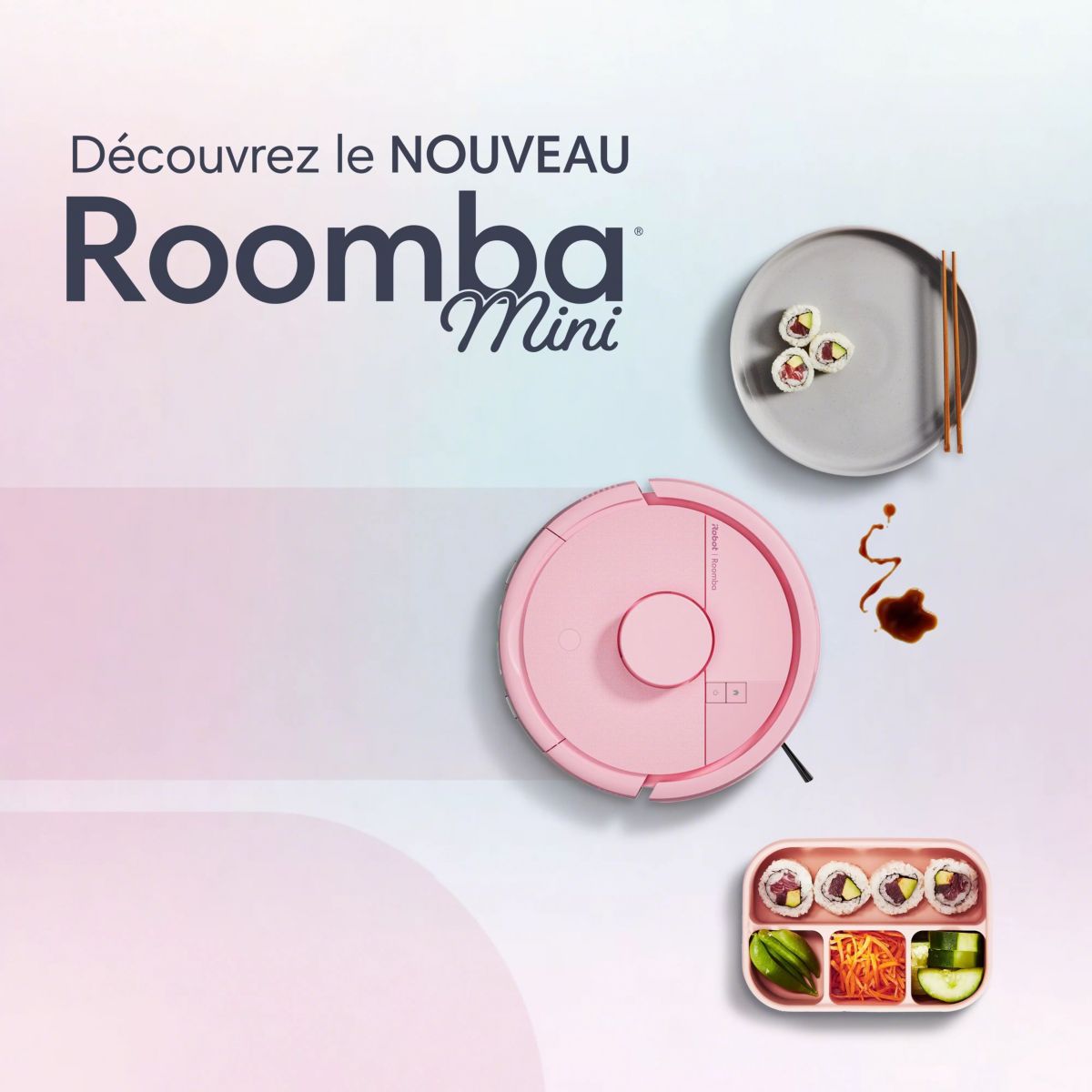 Robot Aspirateur Laveur Roomba Mini Rose F155640 couleur unique, I ROBOT