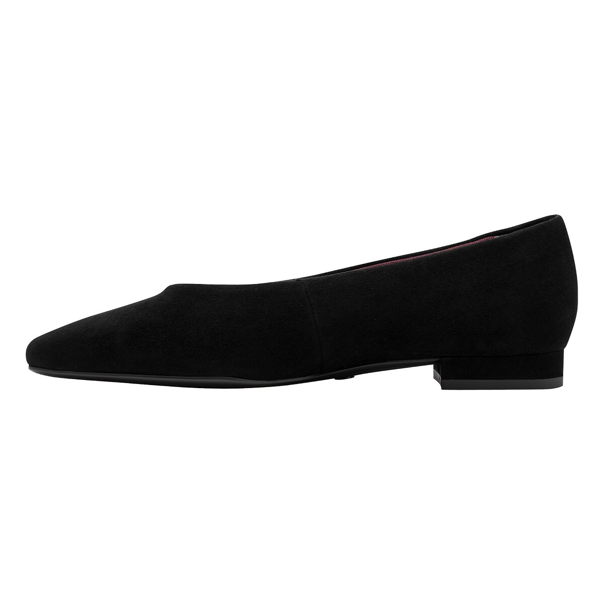 Ballerines en cuir suède, bout amande noir, TAMARIS